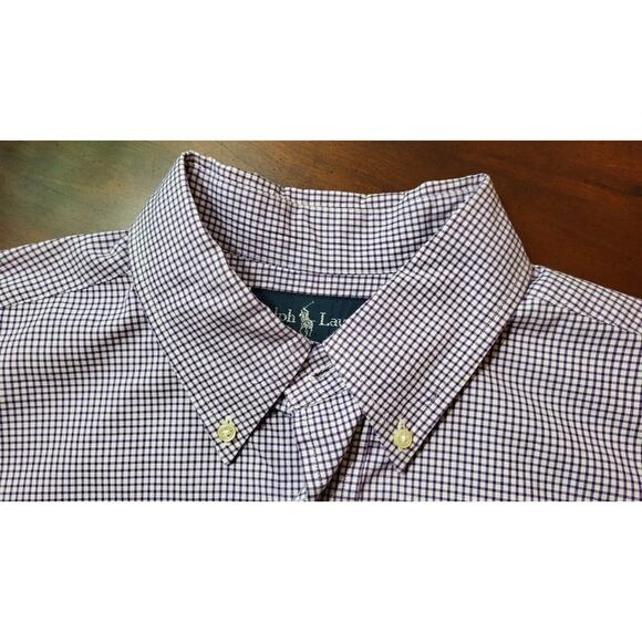 Ralph Lauren Men’s Classic Fit Purple Gingham Long Sleeve Shirt Size 16 34/35 - Picture 7 of 12